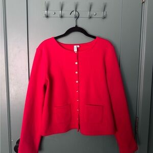 & Other Stories Red Button-Front Cardigan